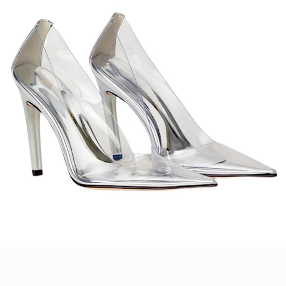 Good American Clear With Silver Accent Pump